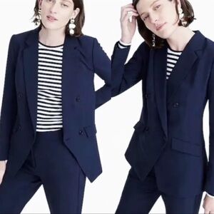 J.Crew 365 Navy Double Breast Blazer In Japanese Weave Triacetate Women's Sz 2